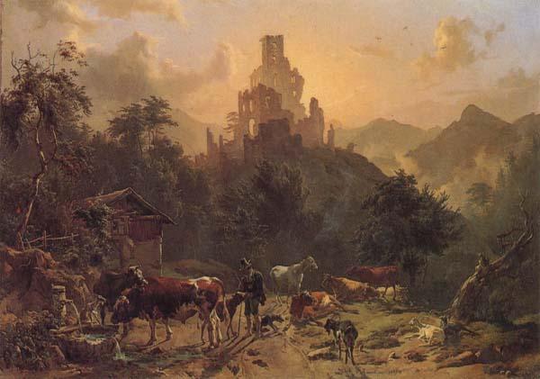 Johann Nepomuk Rauch Landscape with Ruins Spain oil painting art